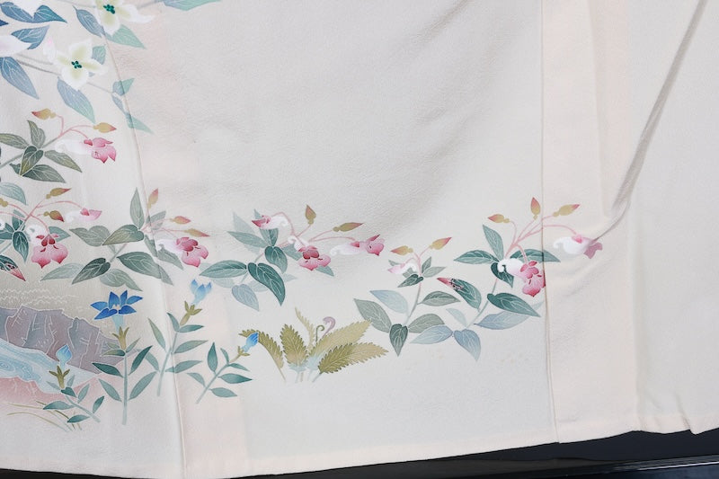Japanese kimono used (Irotome) M-size 100% silk /A16