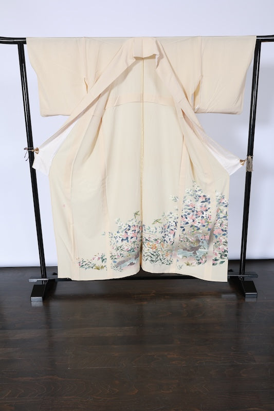 Japanese kimono used (Irotome) M-size 100% silk /A16