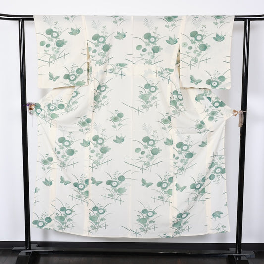 Japanese kimono used <Komon> Msize silk 100% /T263