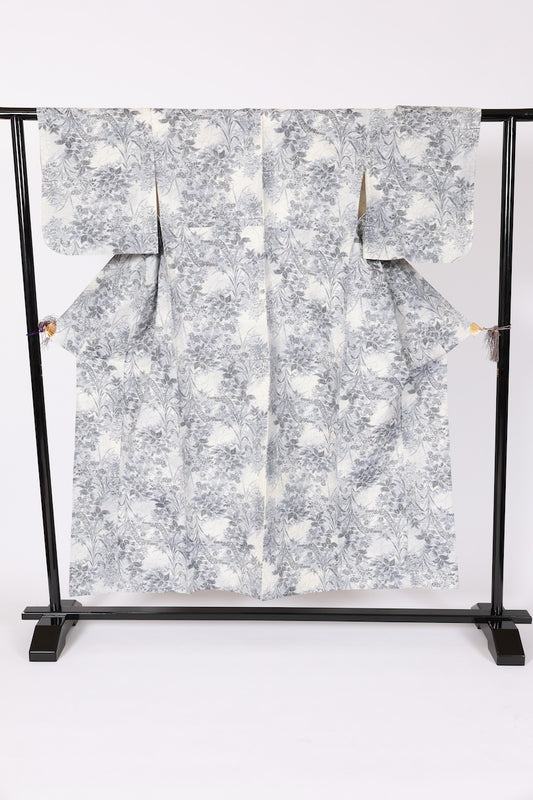 Japanese kimono used <tsumugi> Msize silk 100% /B635