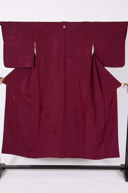 Japanese kimono used <Iromuzi> Msize silk 100% /B632