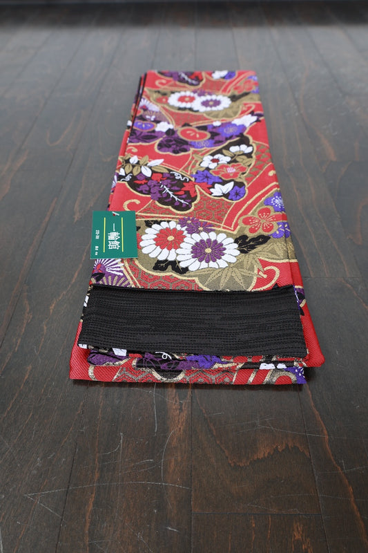 Hanhaba-obi sash belt red gold new /P17