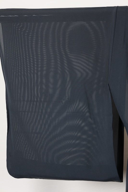 Summer kimono used, ro silk, indigo iron color, gold, silver, white, distant mountain, horizontal stripes, tataki (stippling) technique, hand-painted Kyoto Yuzen dyeing, L179