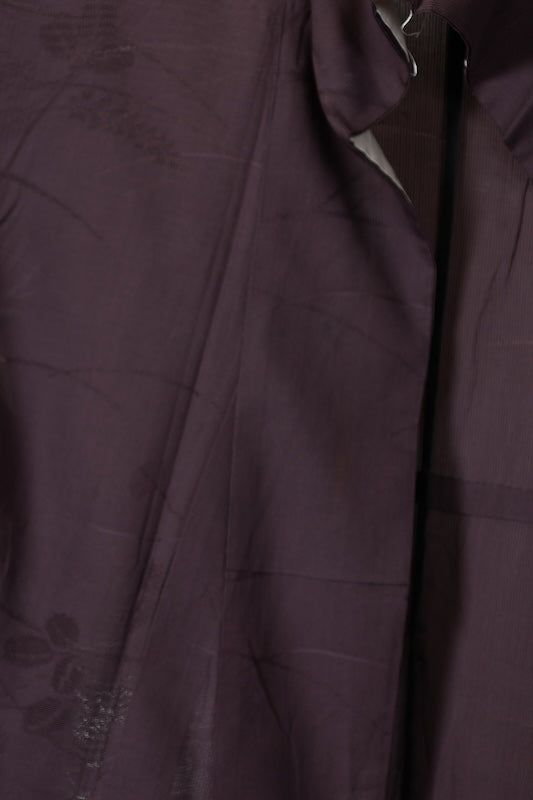 Summer kimono used, patterned gauze, purple-brown, bush clover and dewdrop grass pattern, L177