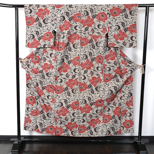 Japanese kimono used <Tsumugi> Msize silk 100% /T287