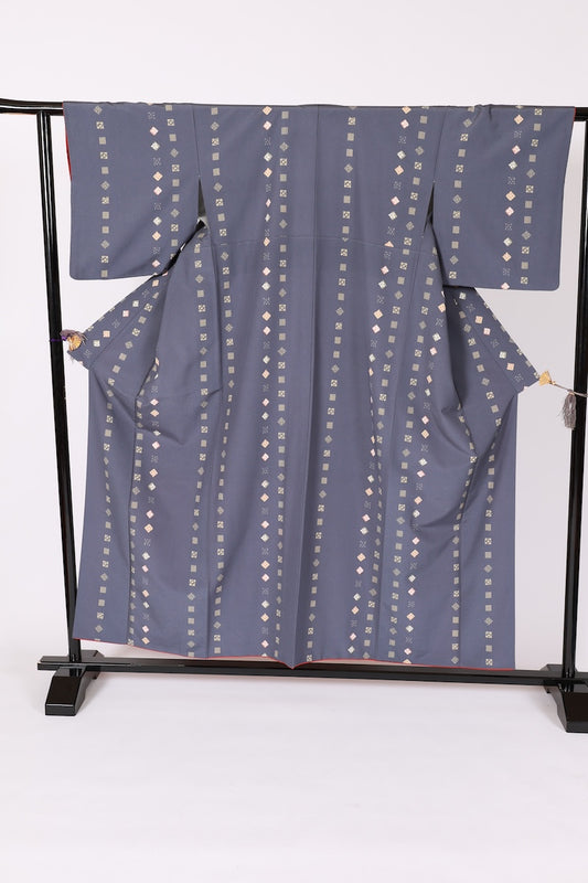 Japanese kimono used <komon> M-size polyester /B622