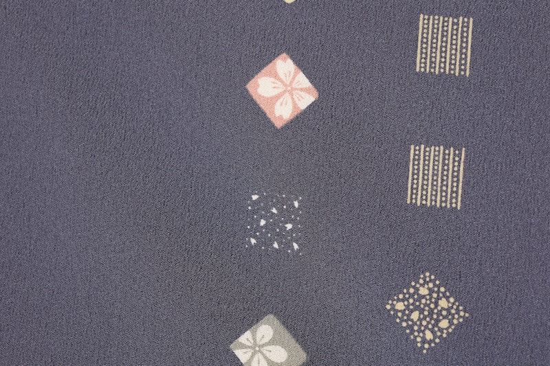 Japanese kimono used <komon> M-size polyester /B622