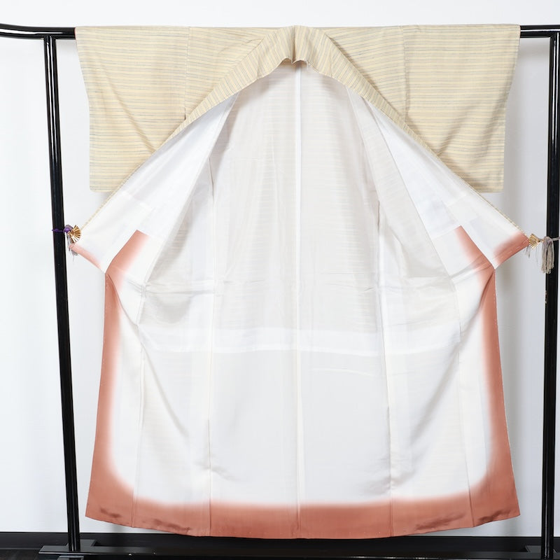 New Unused Japanese kimono <Tsumugi> Msize silk 100% /T278