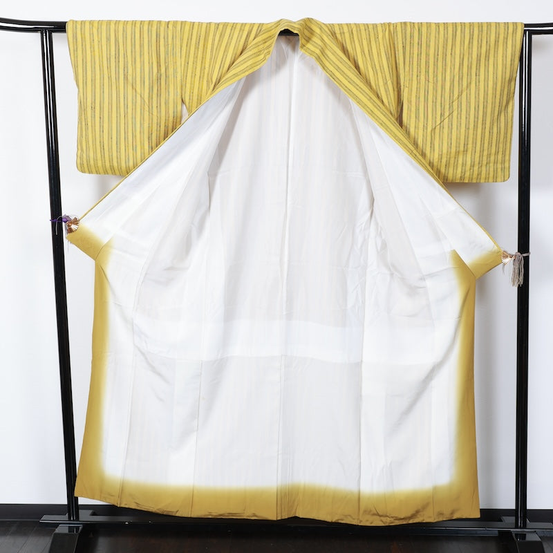 Japanese kimono used <Tsumugi> Msize silk 100% /T277
