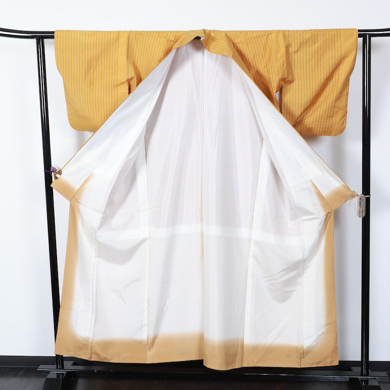 Japanese kimono used <Tsumugi> Msize silk 100% /T276
