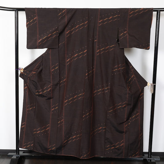 Japanese kimono used <Tsumugi> Msize silk 100% /T275