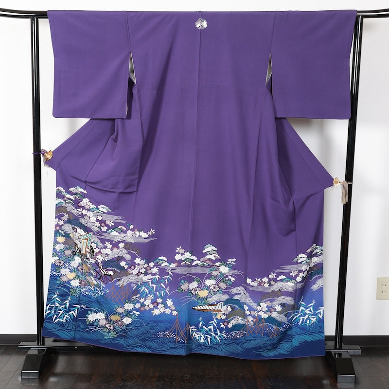 Japanese kimono used <Irotomesoe> Lsize silk 100% /T274