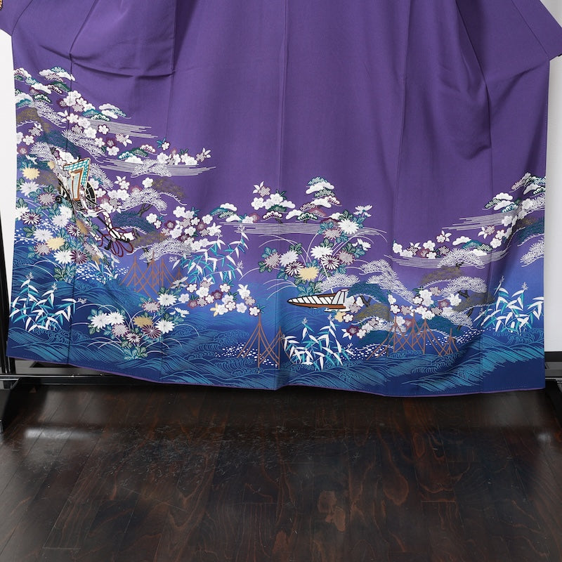 Japanese kimono used <Irotomesoe> Lsize silk 100% /T274