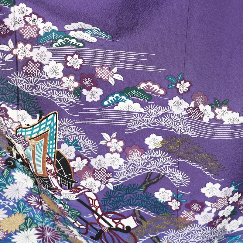 Japanese kimono used <Irotomesoe> Lsize silk 100% /T274