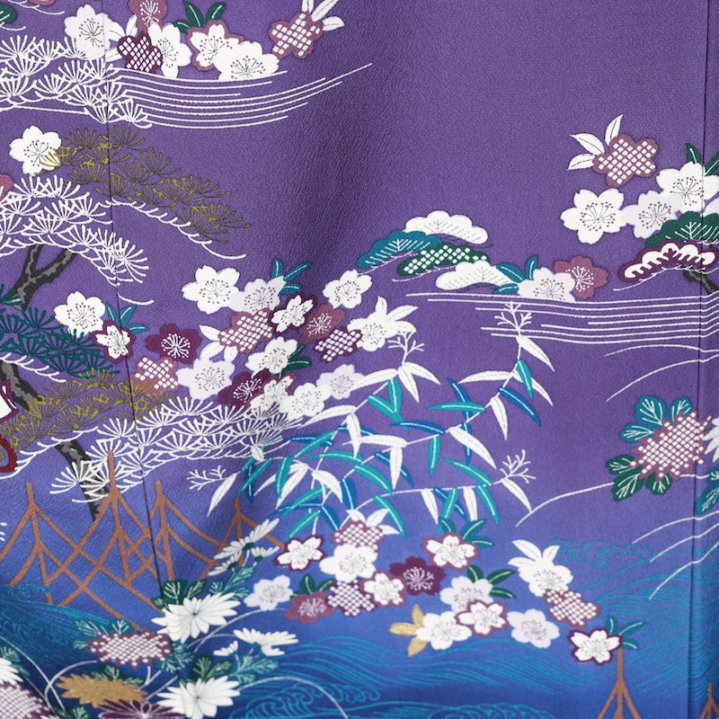 Japanese kimono used <Irotomesoe> Lsize silk 100% /T274
