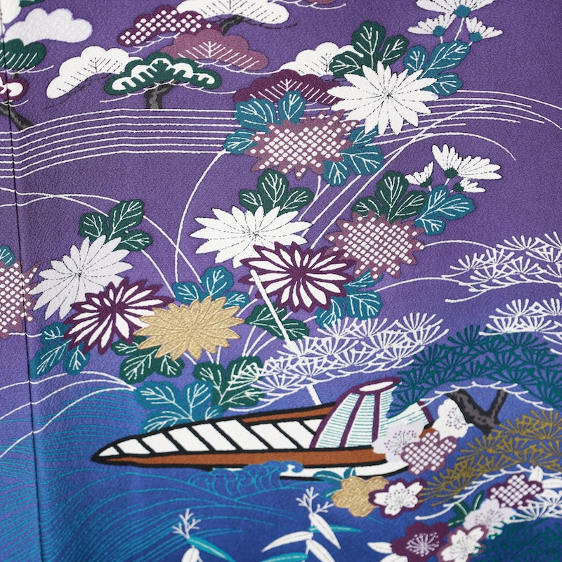 Japanese kimono used <Irotomesoe> Lsize silk 100% /T274