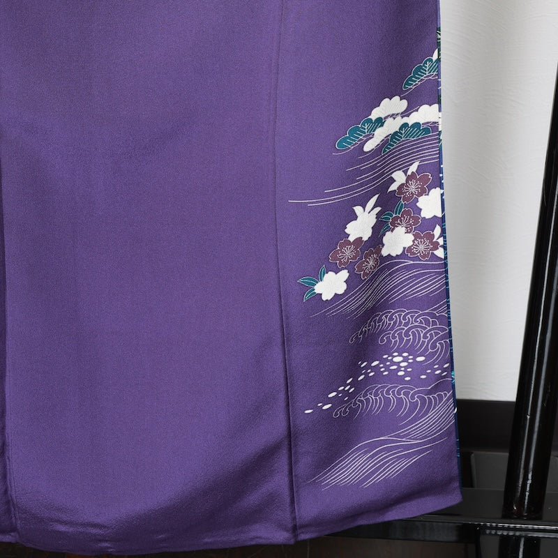 Japanese kimono used <Irotomesoe> Lsize silk 100% /T274