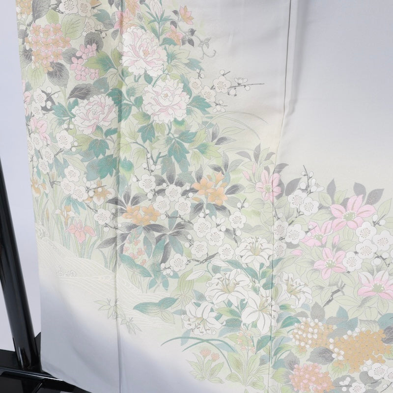 Japanese kimono (Irotomesode) L-size 100% silk / B08