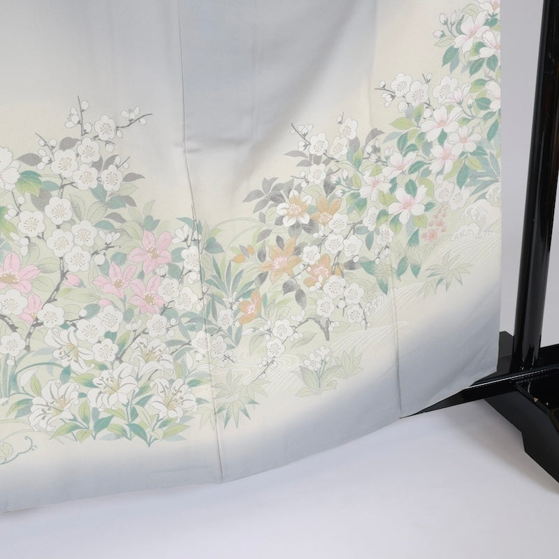 Japanese kimono (Irotomesode) L-size 100% silk / B08