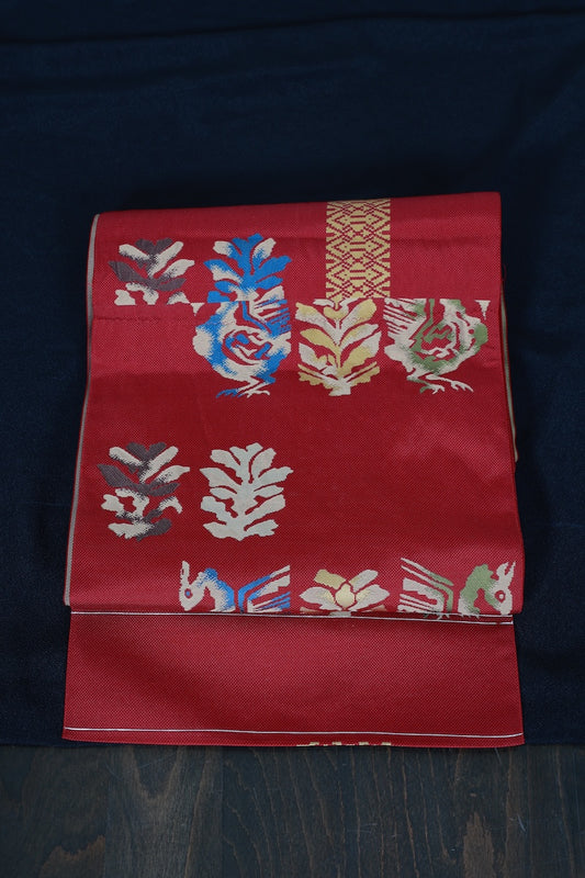 Nagoya-obi sash belt red pre-owned /P35