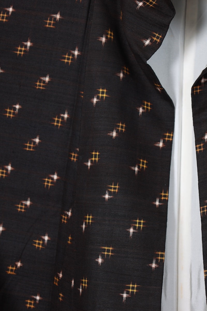 Tsumugi kimono black white Hand-woven pre-owned /AZ90