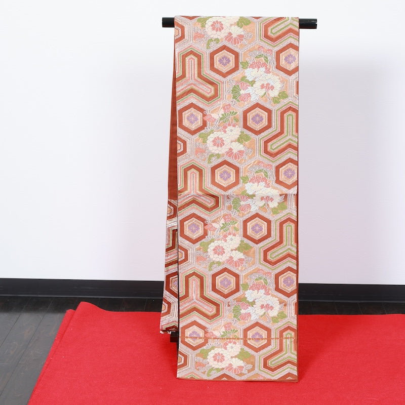 Japanese kimono used sash belt (hukuro-obi) 100% silk / T296