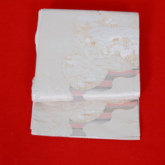 Japanese kimono used sash belt (hukuro-obi) 100% silk / T308