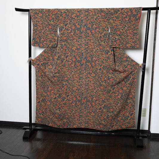 Japanese kimono used <komon> Msize silk 100% /B693