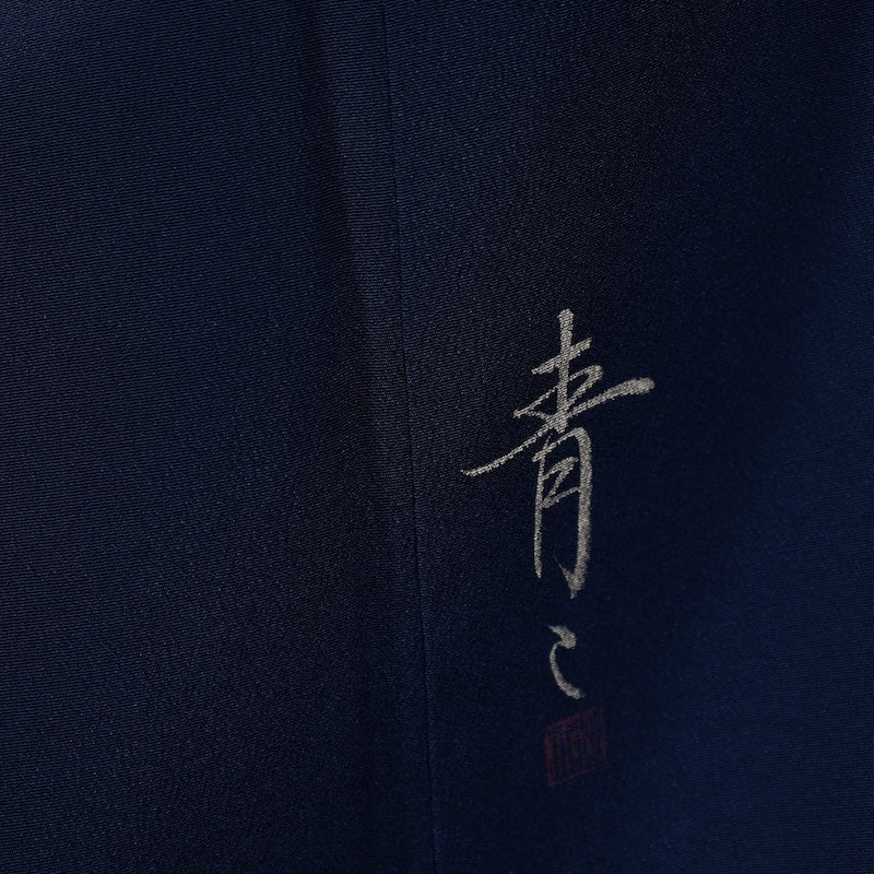 Japanese kimono used <Kurotomesode> M-size silk 100% /B726