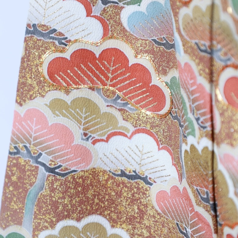 Japanese kimono used <Kurotomesode> M-size silk 100% /B726