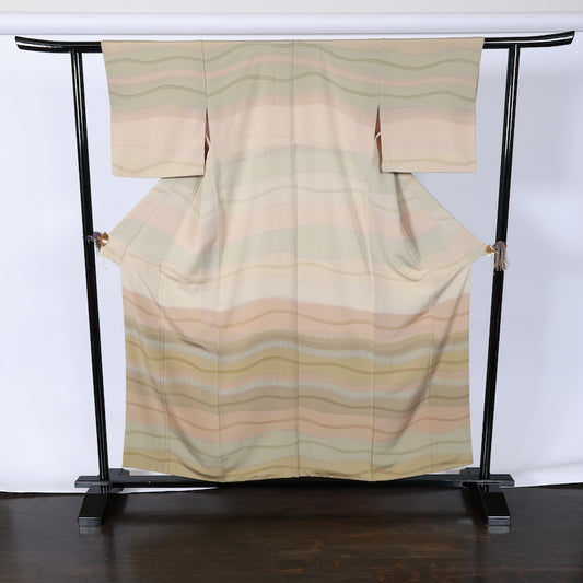 Japanese kimono used <houmongi> M-size silk 100% /B721