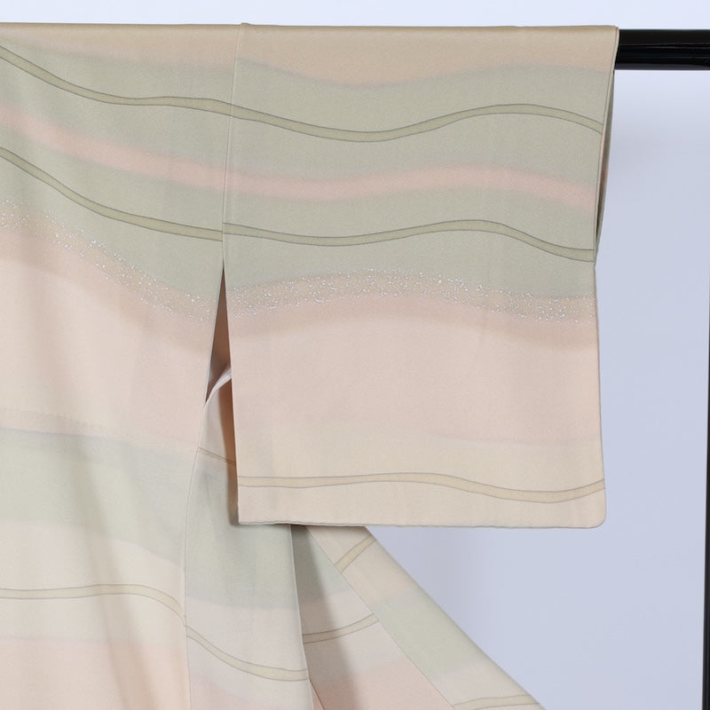 Japanese kimono used <houmongi> M-size silk 100% /B721