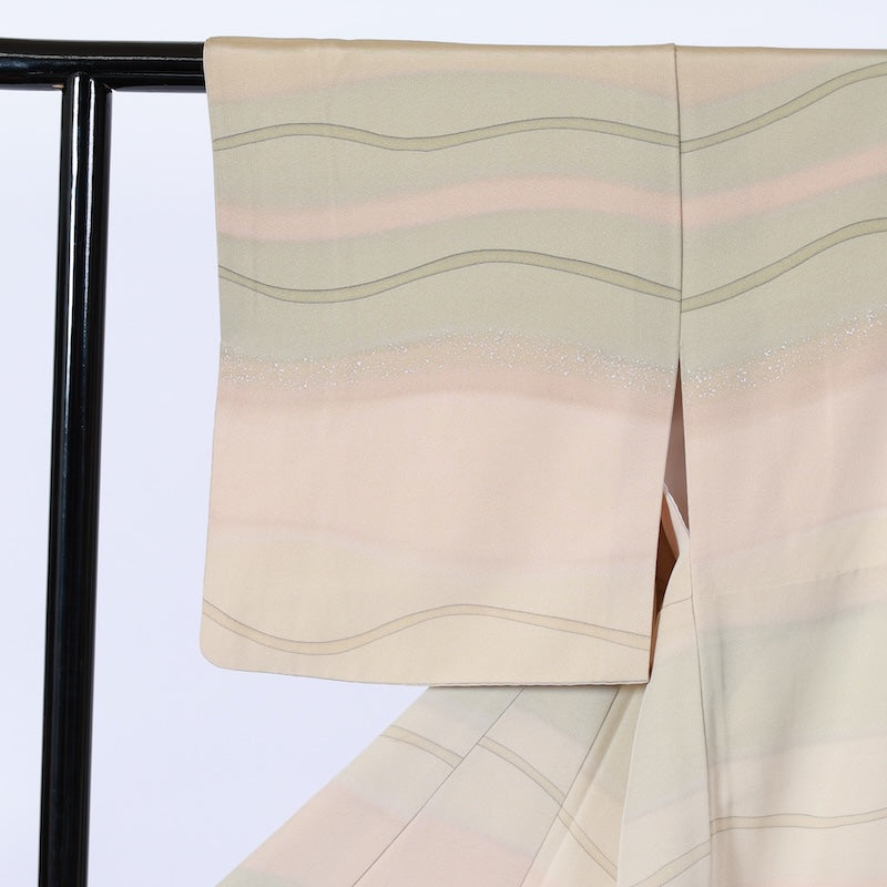 Japanese kimono used <houmongi> M-size silk 100% /B721