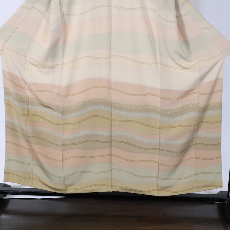 Japanese kimono used <houmongi> M-size silk 100% /B721