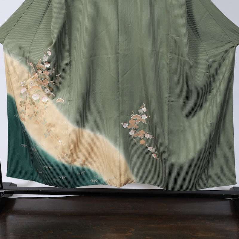 Japanese kimono used <houmongi> M-size silk 100% /B719