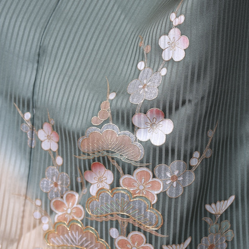 Japanese kimono used <houmongi> M-size silk 100% /B719