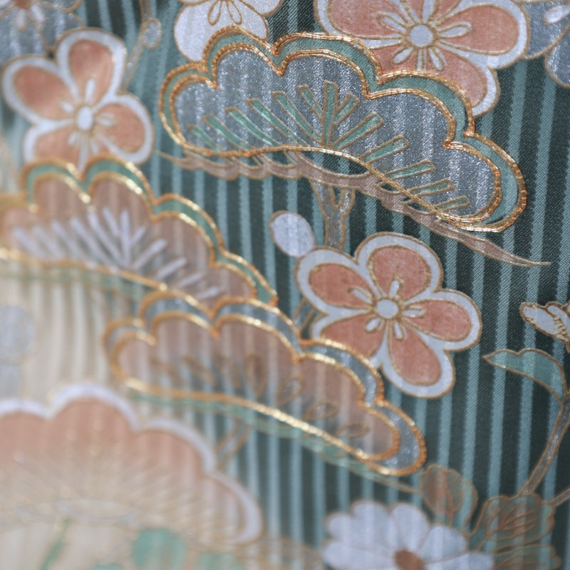 Japanese kimono used <houmongi> M-size silk 100% /B719