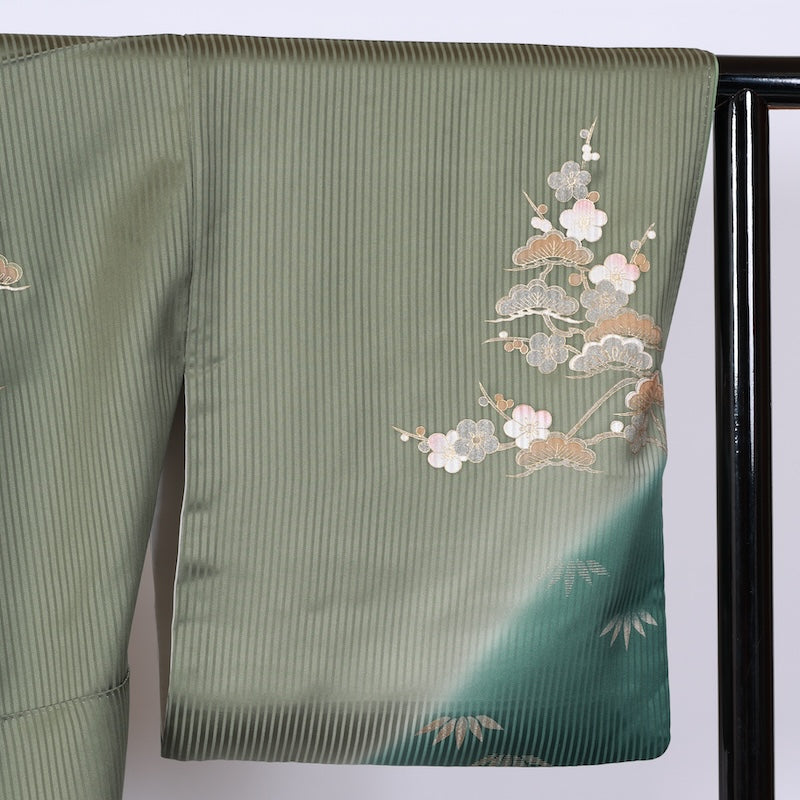 Japanese kimono used <houmongi> M-size silk 100% /B719
