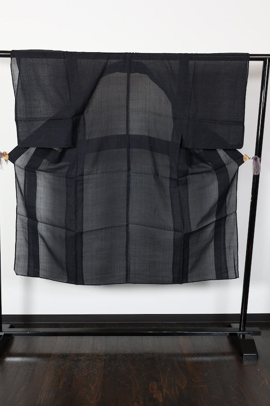 Men's summer used silk pongee, indigo, handwoven, B1557