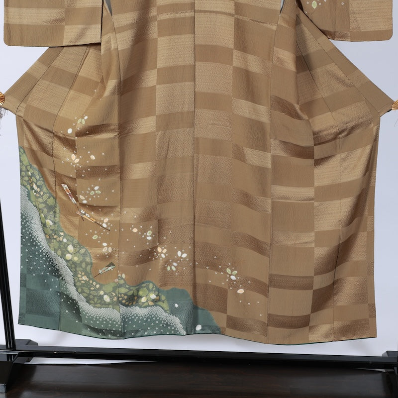 Japanese kimono used <houmongi> M-size silk 100% /B717