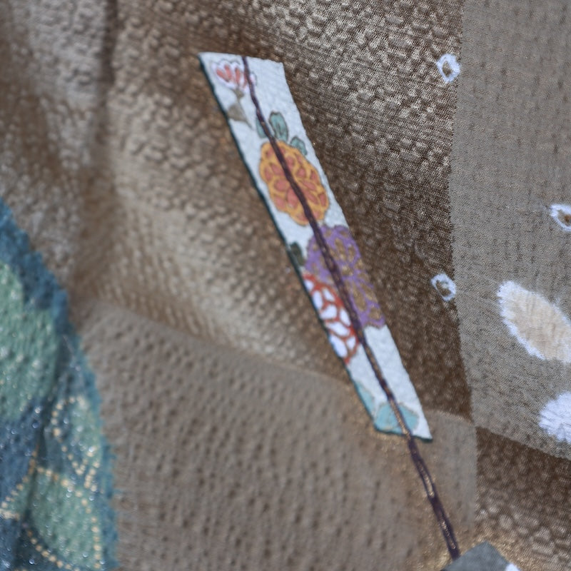 Japanese kimono used <houmongi> M-size silk 100% /B717