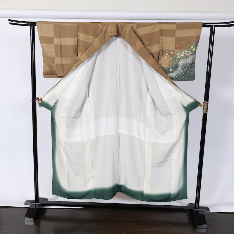 Japanese kimono used <houmongi> M-size silk 100% /B717