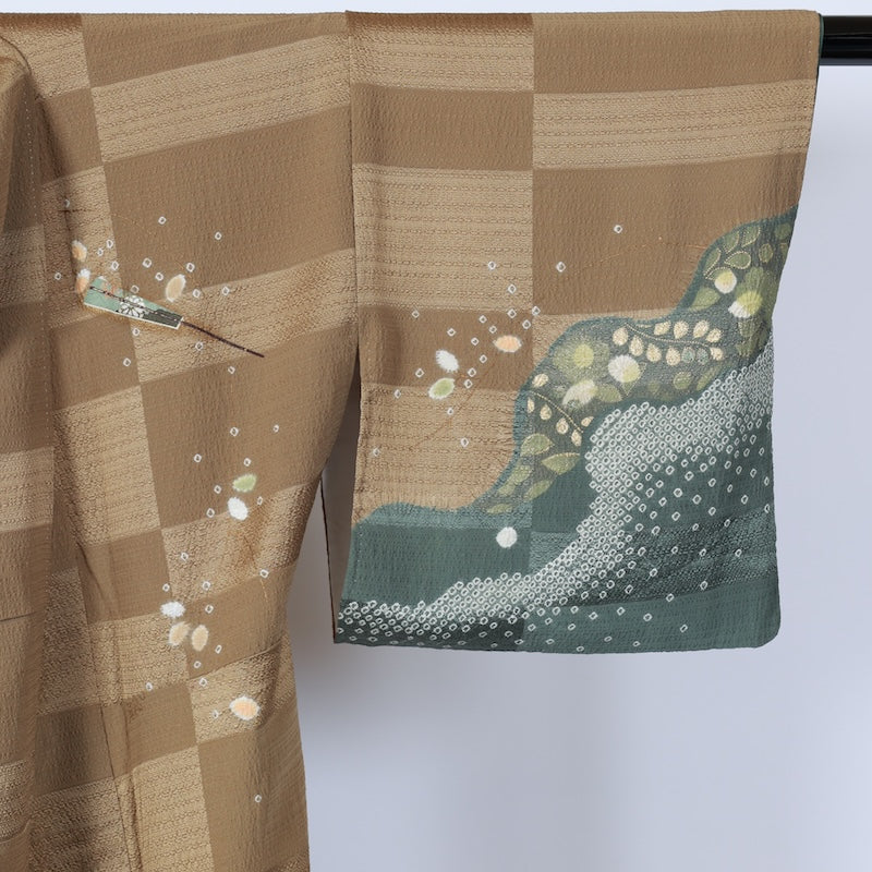 Japanese kimono used <houmongi> M-size silk 100% /B717