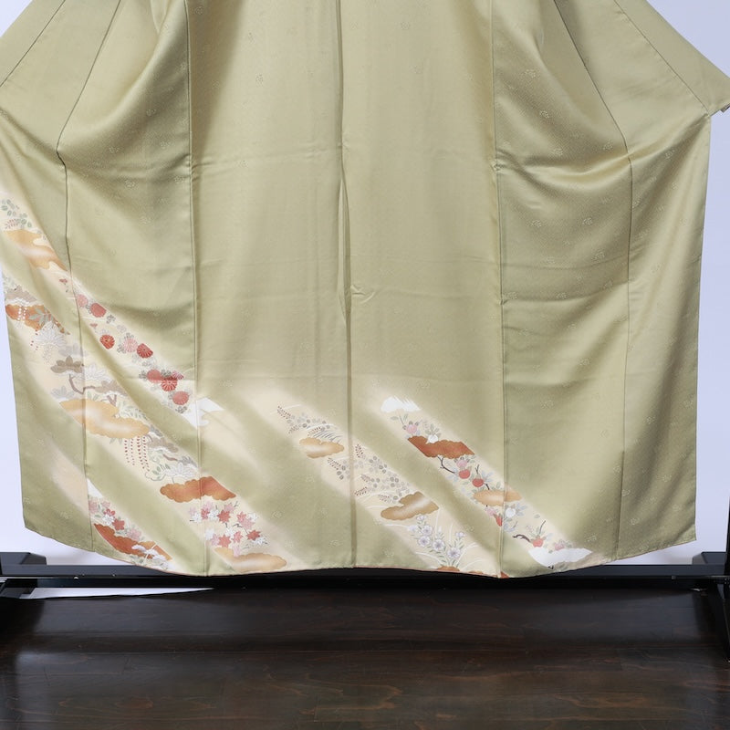 Japanese kimono used <houmongi> M-size silk 100% /B735