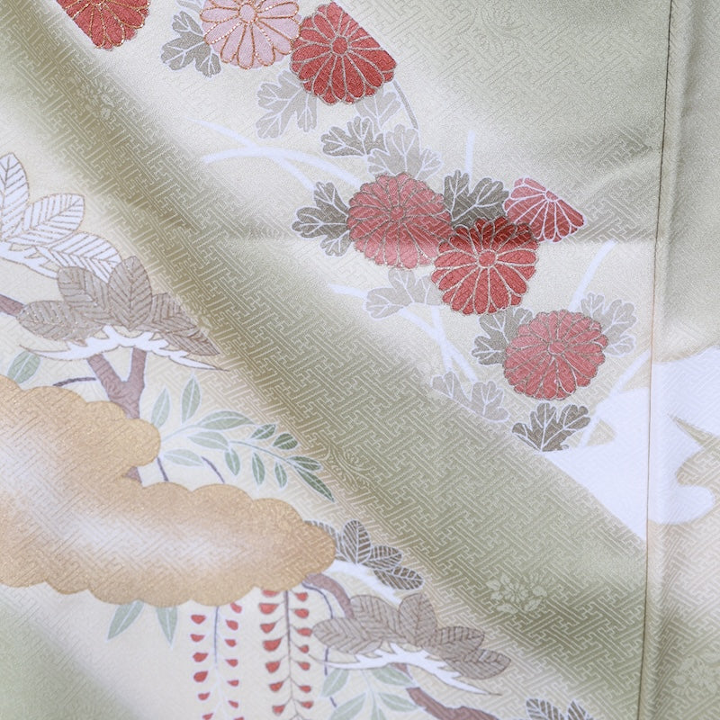 Japanese kimono used <houmongi> M-size silk 100% /B735