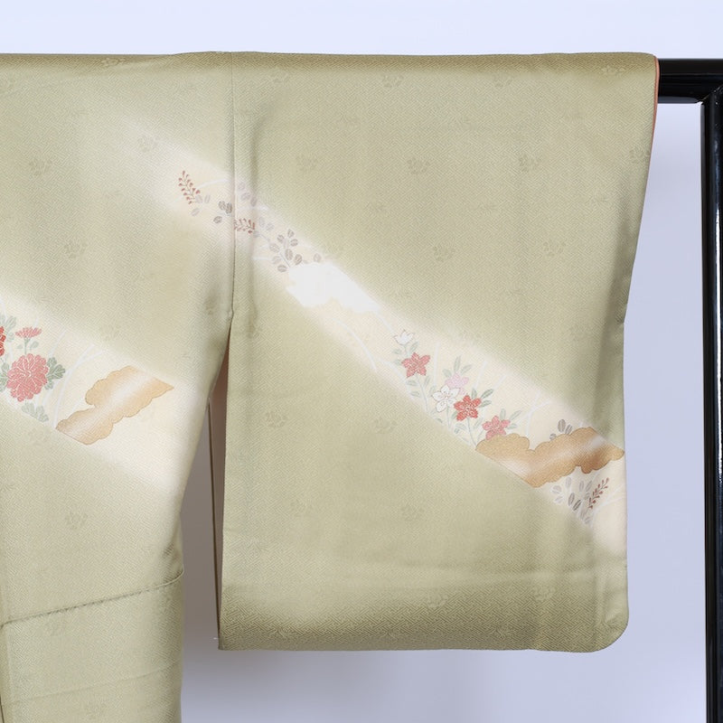 Japanese kimono used <houmongi> M-size silk 100% /B735