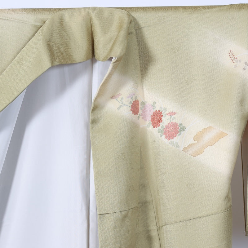 Japanese kimono used <houmongi> M-size silk 100% /B735