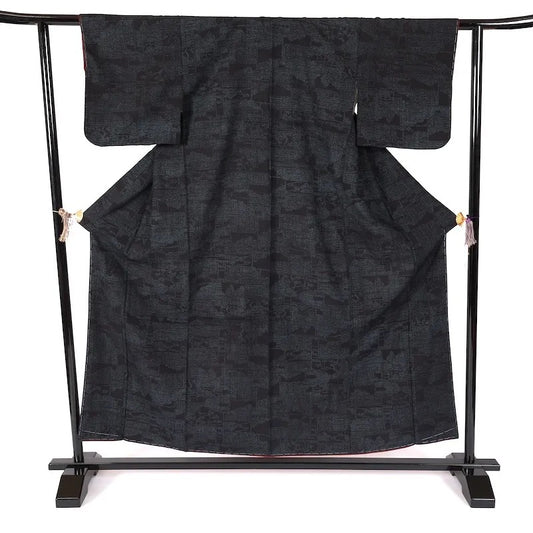 Japanese kimono used <Tsumugi> Msize silk 100% /K404