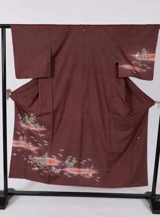 Japanese kimono Unused <houmongi> Msize silk 100% /T670