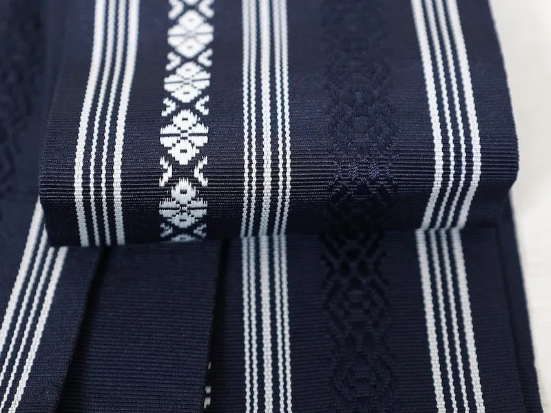 Japanese Unused New Men's sash belt (Kaku-obi) polyester silk /B860